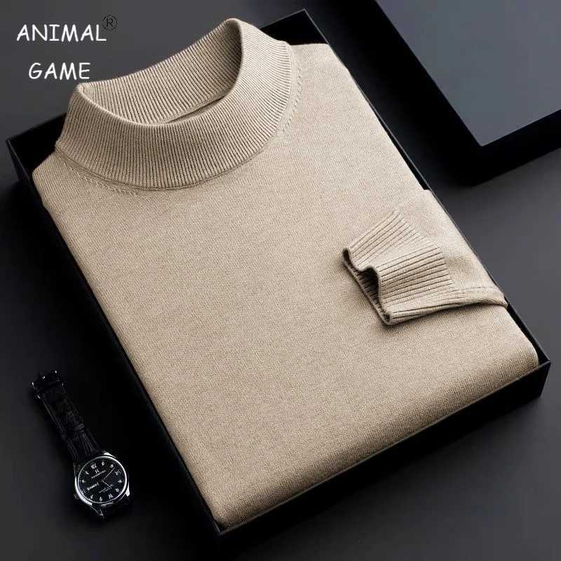 Automne hommes pulls à col montant décontracté col roulé tricoté à manches longues pull pull hiver en plein air chaud basique décontracté hauts W