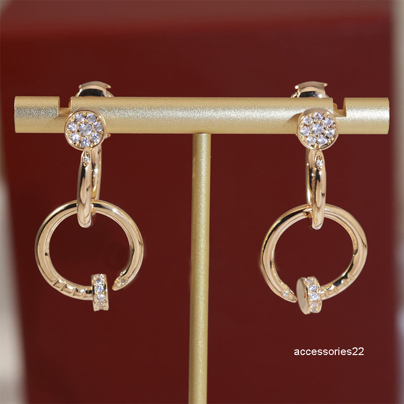 Dangle Chandelier Charm Classic brand Love earrings luxury 18k gold double ring nail earrings stainless steel designer earrings for women