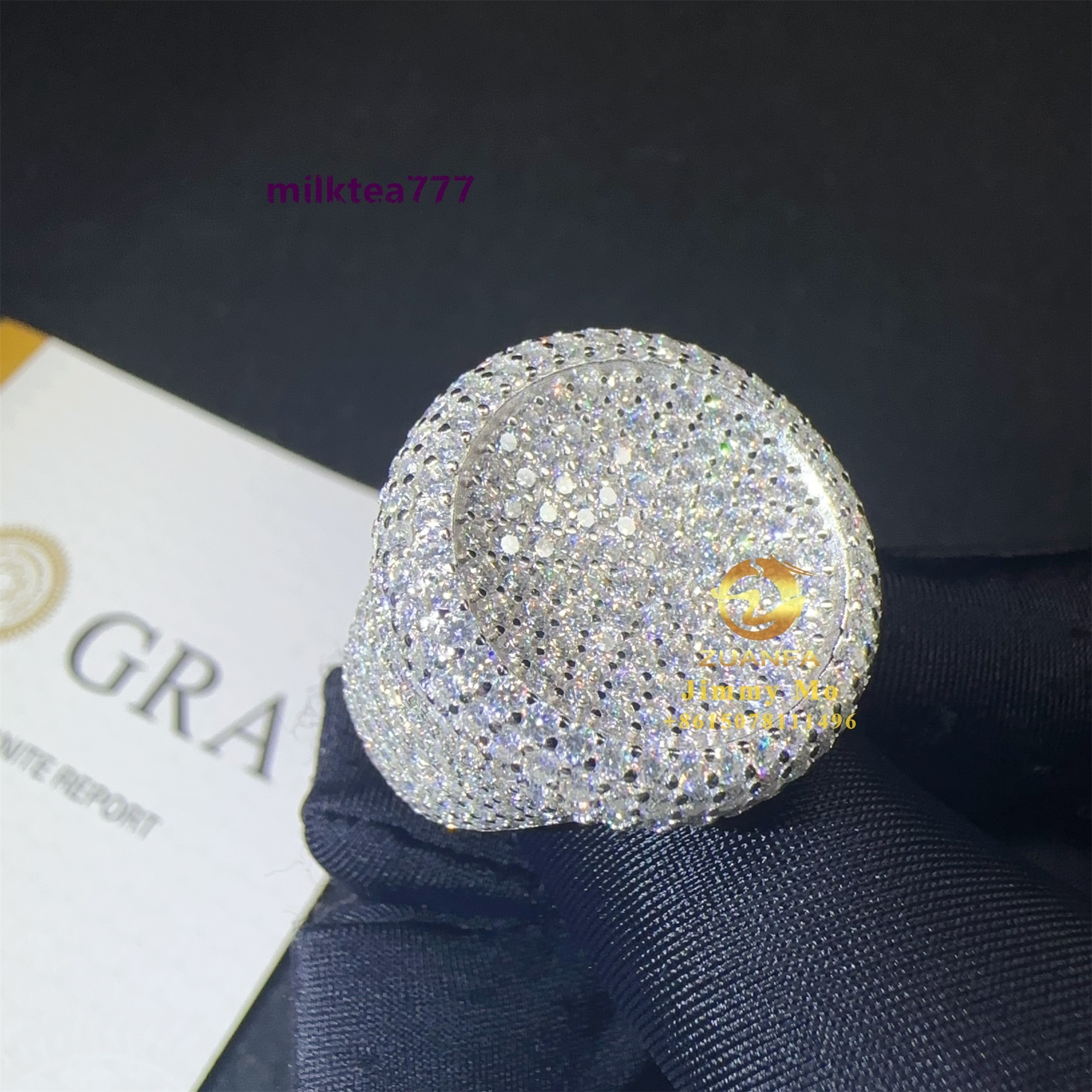 Bulk Stock Iced Out Pass Diamond Tester Fashion Jewelry Men 925 Sterling Silver Vvs Moissanite Diamond Hip Hop Ring Man
