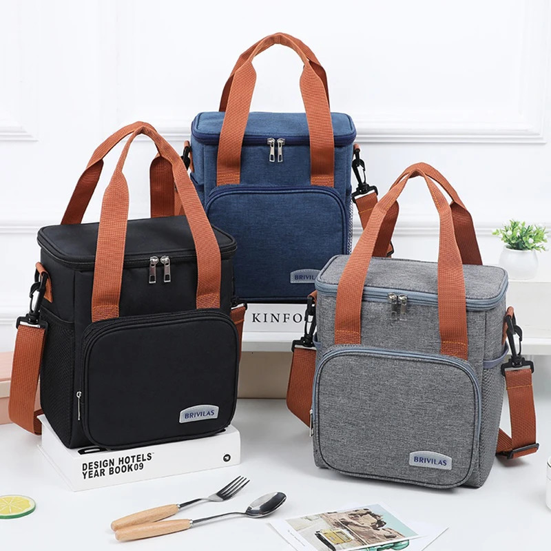 Sac à lunch de grande capacité Isolation thermique Sacs imperméables épaissis Portable avec poignée Sac à bandoulière Tissu Oxford imperméable 25