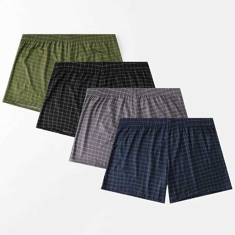 4-Piece Set Of Plaid Printed Elderly Aro Pants Casual And Loose Mens Boxer Shorts Comfortable And Breathable Underwear X251205