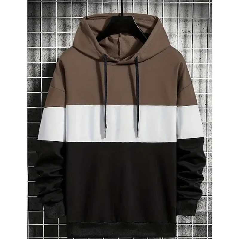 Mens Hoodies 3D Color Block Print Sweatshirts For Men Casual Fashion Simple Style Oversized Pullover Autumn and Winter TopXJ251205
