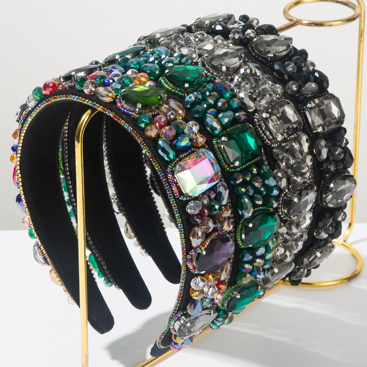 Bandeau en diamant et cristal cousu à la main, nouvelle mode européenne et américaine, rétro Baroque, accessoires de cheveux de luxe pour femmes