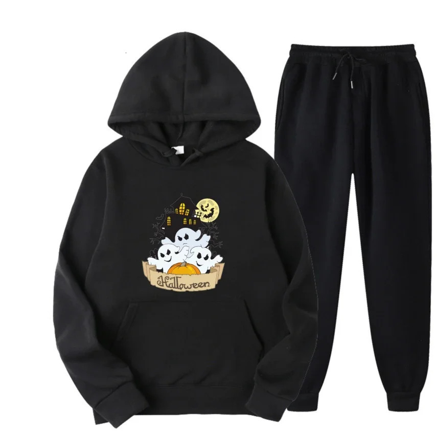 2025 Halloween Ghost Graffiti Print Costumes Sweats à capuche graphiques pour hommes Printemps et automne Casual Street Wear Ensembles de pulls c