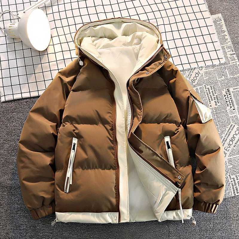 Fashion Men Casual Solid Color Hooded Parkas Male Black Khaki Warm Male Coat Padded Jacket Men Winter Parkas Thick Jacket Coats M251205
