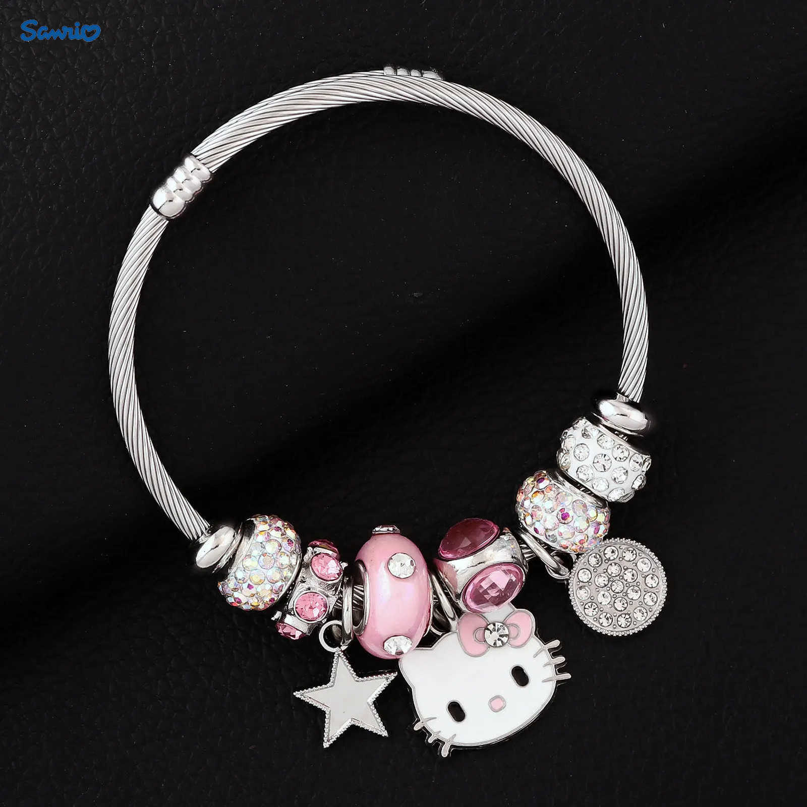 Sanrio Cartoon Mignon Hello Kitty Bracelet DIY Rose Arc Bracelets Cosplay Prop Bracelet pour Femmes Bijoux Cadeaux Filles Accessoires H251205
