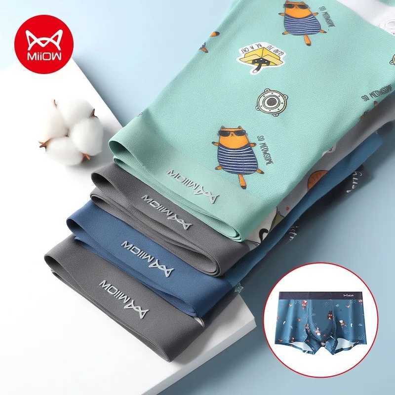 MiiOW 4Pcs Animal Print Boxershorts Cotton Underpants Sexy Men Underwear Boxers Shorts Breathable Plus Boxer Soft Male Panties X251205