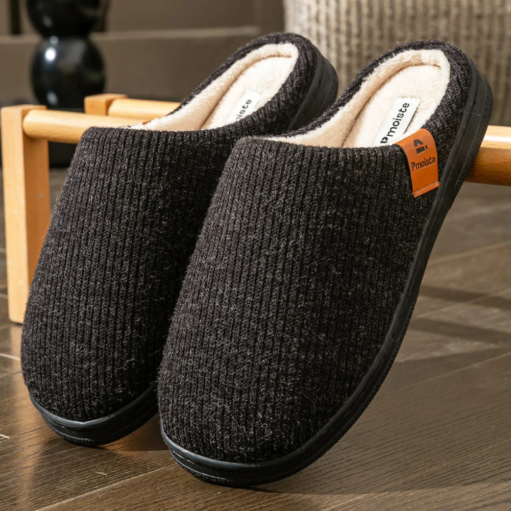 Pantoufles à coussin en mousse à mémoire de forme pour hommes, semelle en daim TPR, plate-forme chaude, douce, antidérapante, chaussures d'intéri