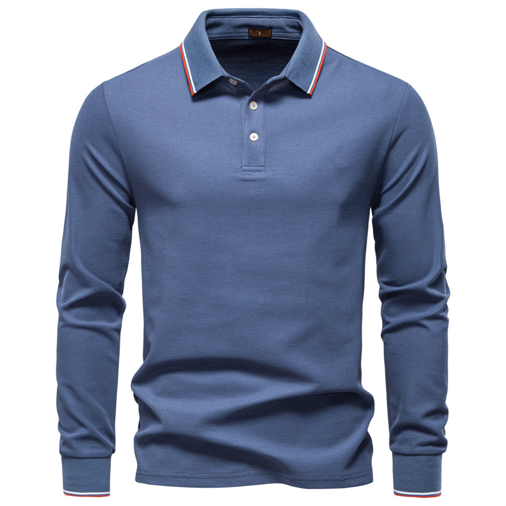 Fashion Men's Long Sleeve Polo Shirt Solid Color Collar T-Shirt Autumn Daily Versatile Casual Top European size: S-2XL