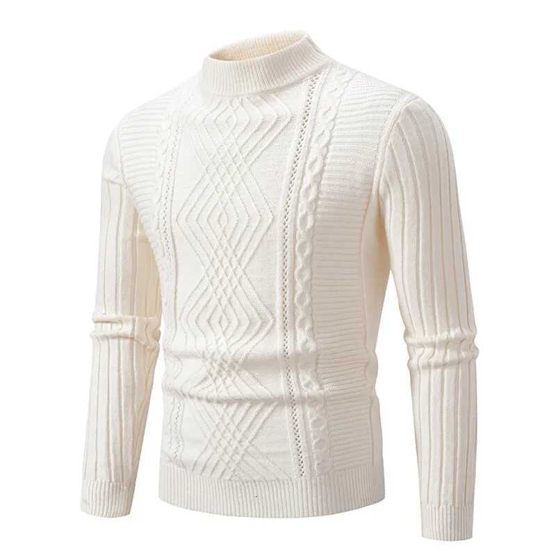 Pull pour hommes mode col montant automne hiver couleur unie pulls tricotés hommes casual Slim Fit chaud Pulloer tricot chandails W251205
