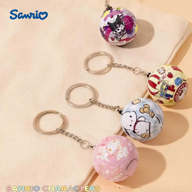 Sanrio Kawaii Hello Kitty Hanging Decora DIY Cute 3D Ball Puzzle Keychain Bag Pendant New Car Hanging Xmas Birthday Girls Gift H251205-image-1087317032