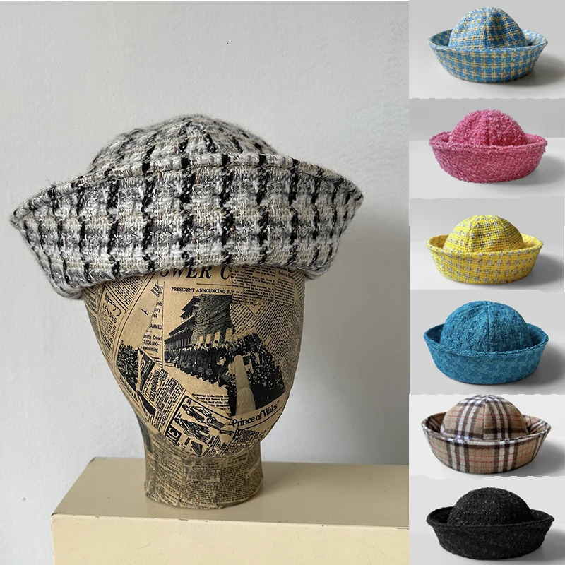 Vintage Tweed Berets Sailor Hat Japanese Ins Versatile Naval Style Hat Women Winter Fashion Party Warm Bucket Hat Nurse Caps251201