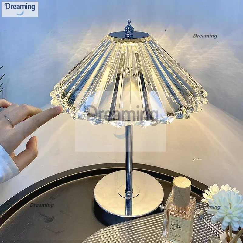 Ins Internet celebrity light luxury girl simple LED crystal decorative desk lamp creative bedroom bedside atmosphere M251205