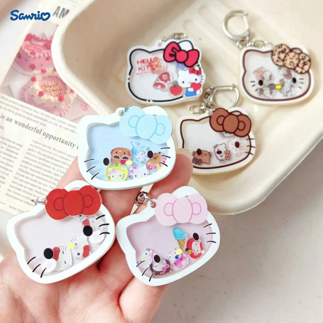 Sanrio Hello Kitty Shaking It Keychain Pendant Girly Sweet Bag Hanging Ornaments Couple Backpack Acrylic Accessories Gift Toys H251205-image-1087317442