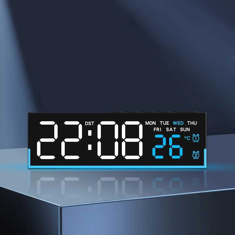 1 PC horloge de chevet intelligente LED réveil horloge numérique avec veilleuse-alarme numérique et affichage de l'heure interrupteur 12/24H LED