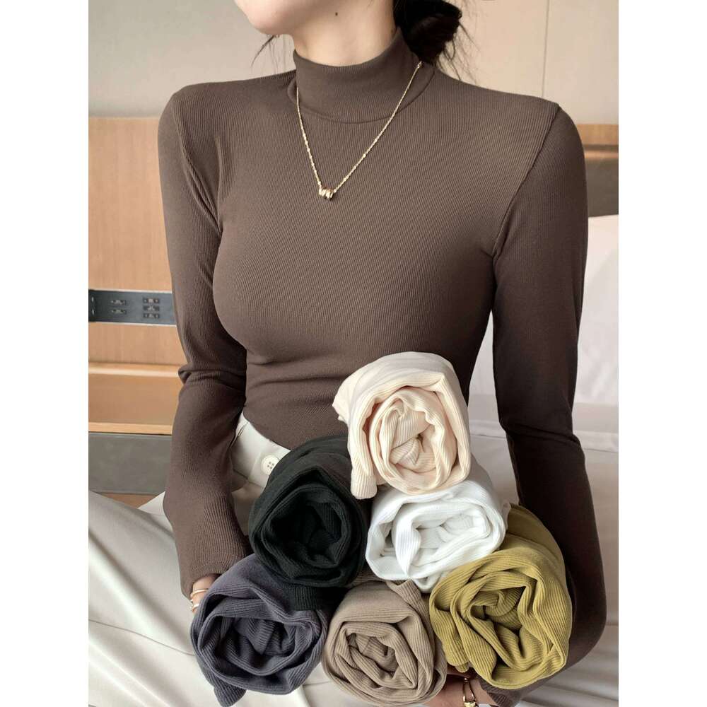Fashion Women's Knitted Half-Turtleneck Pullover Sweater Elegant Korean Fashion Long-Sleeve Top Slim Fit Thermal Jumper Casual Knitwear