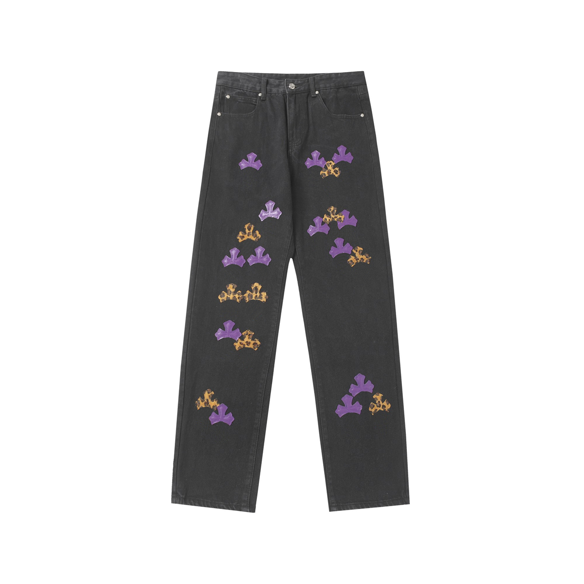 Men's Plus Size Jeans Men's and Women's Long Pants Wide Leg Pants High Street Tight Distressed Denim Pants S1205t6