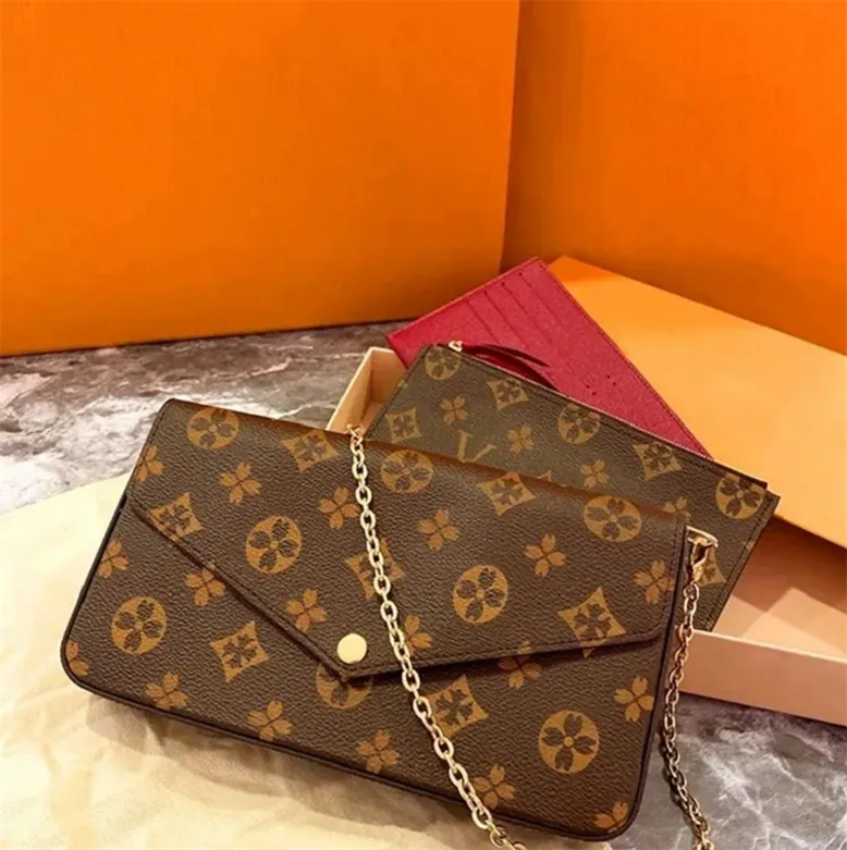 2025 Top Quality Multi Pochette Felice Bag Womens Crossbody Shoulder Bag Designer Handbag Mirror Quality Leather Chain Bag Luxury Envelope Bag Three