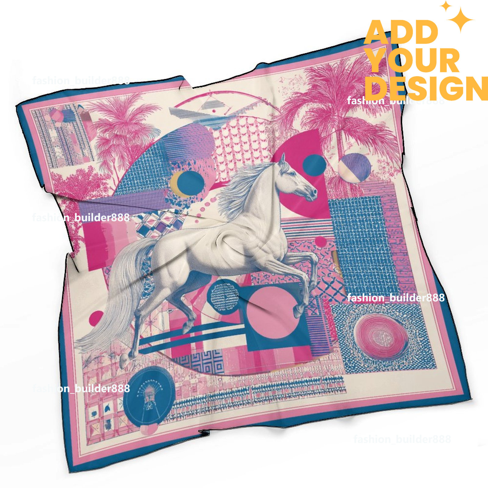 Designer personnalisé H cou écharpe pour motif de cheval de luxe femmes soyeux foulards cheveux bandanas carré écharpe accessoires de mode léger