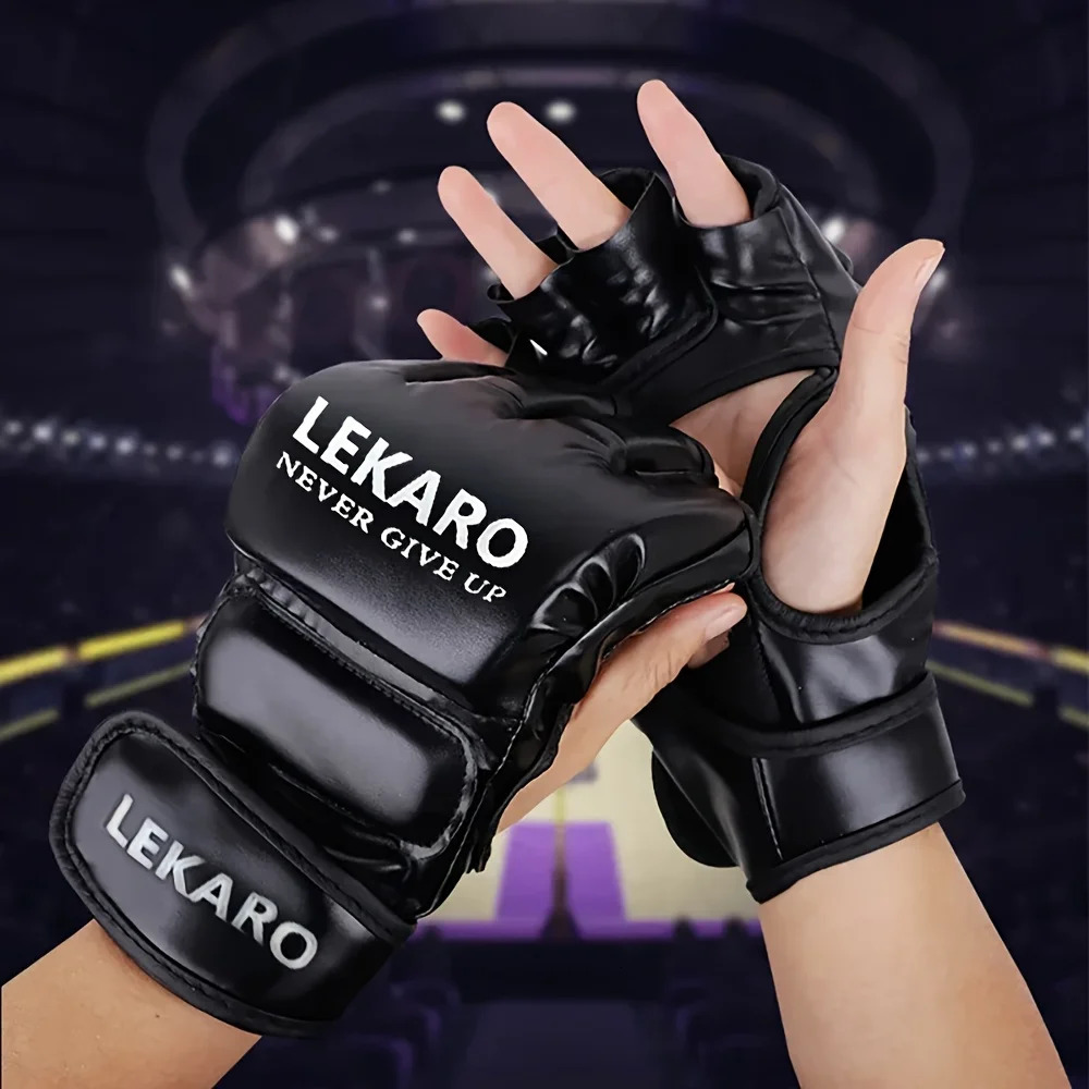 Adult MMA Boxing Gloves Half Finger Professional Muay Thai Martial Arts Training Fight Sports Punching Bag Workout Equipment 251204