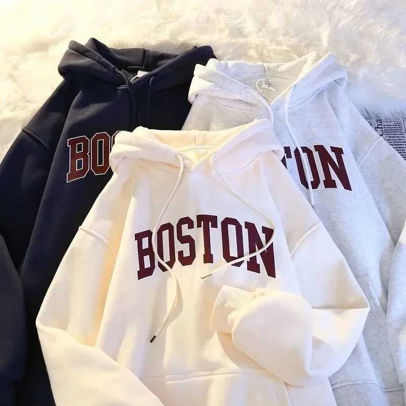 New Boston Print Hoodie Sweatirt Mens Winter Loose Outerwear Overhead Clothing Spring Autumn MaleXJ251205