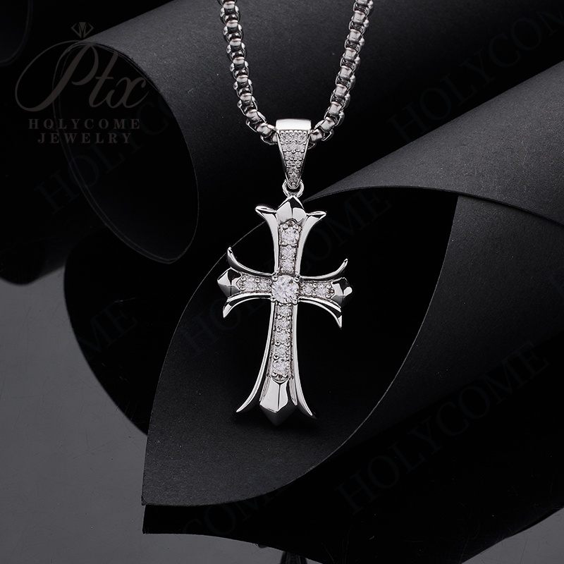 Pendentifs à breloque croix en diamant Moissanite en argent 925, 3mm 4mm, Vintage, bricolage, résultats de bijoux faits à la main, accessoires po