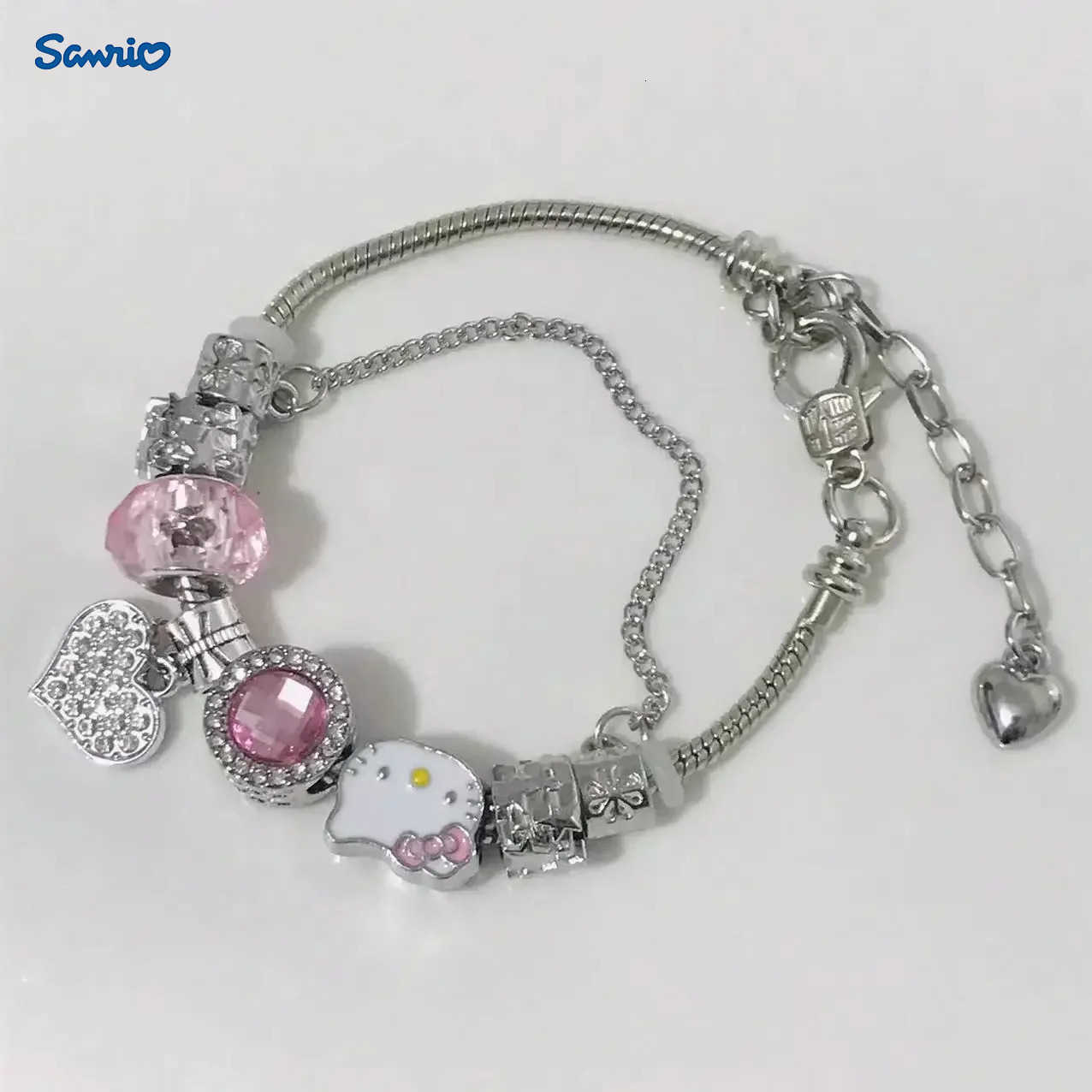 Sanrio nouveau mignon Hello Kitty Bracelet rose perlé diamant Anime main ornement mode bijoux dames filles cadeaux de vacances H251205