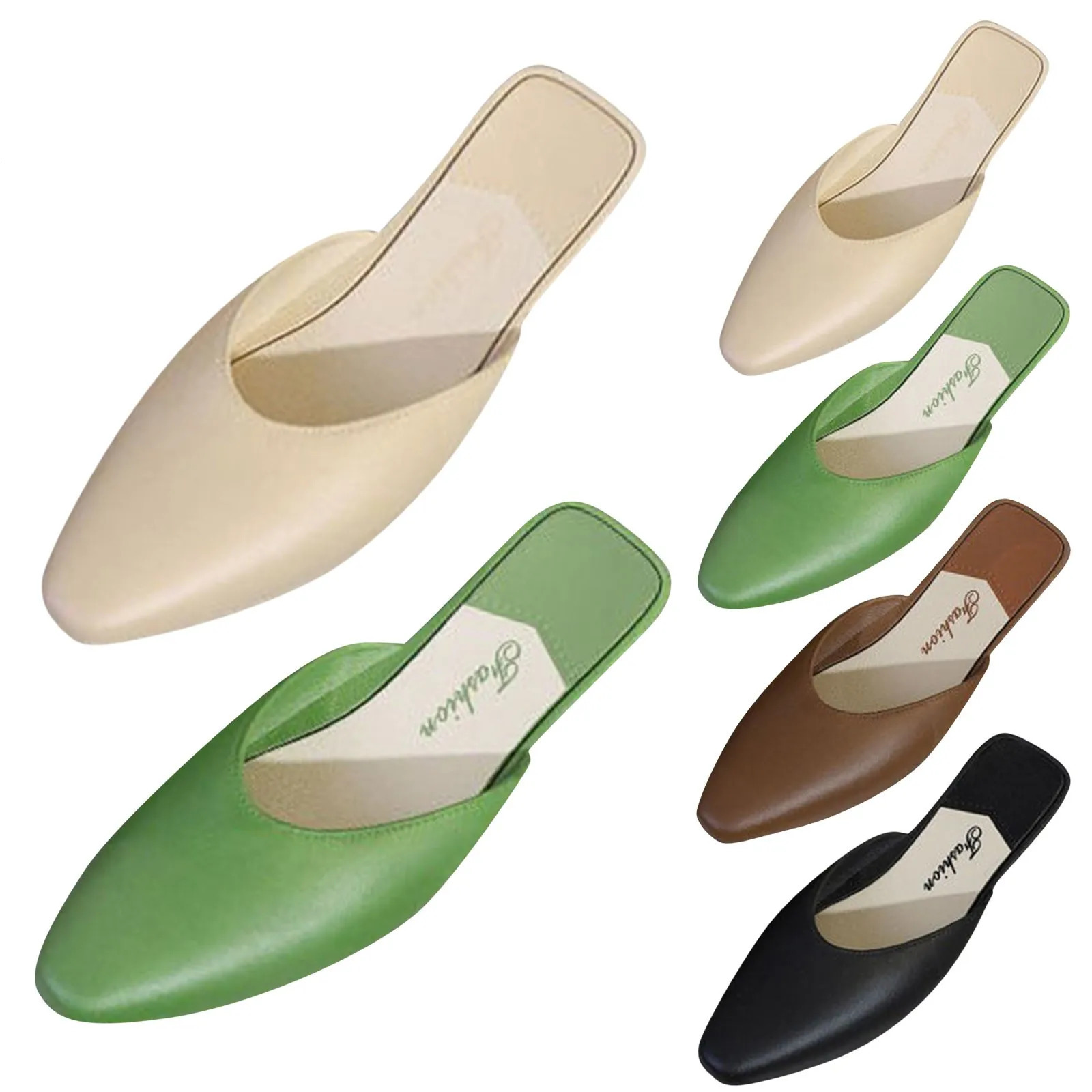 Femmes pantoufle mode couleur unie bout fermé chaussures peu profondes été pantoufles paresseuses femme sandales d'extérieur décontractées petite
