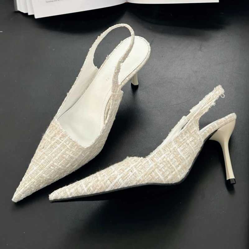 Marque Designer Bout Pointu Sangle Arrière Femmes Talons Confortables Dos Nu À Talons Minces Femmes Pompes Sexy Robe De Soirée Dames Sandales W25