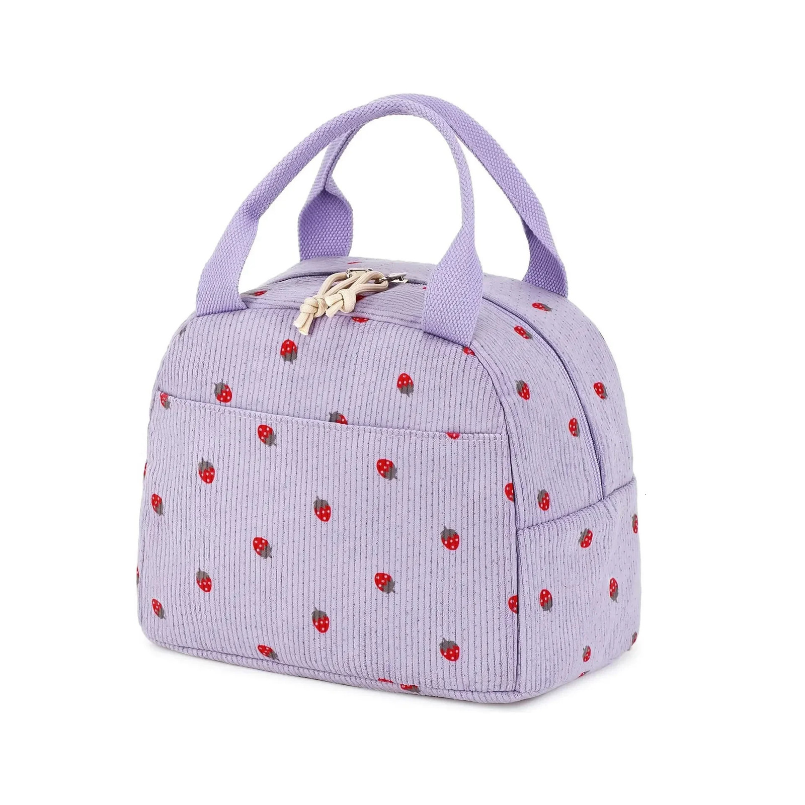 Sac à lunch en velours côtelé Isolation thermique Boîte à lunch Sac à main de rangement Sac isotherme d'école multifonctionnel Pochette alimentai