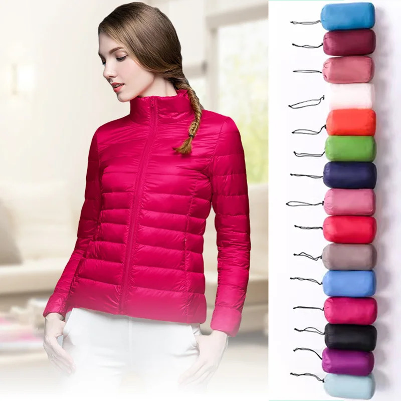 Womens Winter Coat Light Down Jacket White Duck Down Jacket Long Sleeve Warm Coat Parka Female Solid Portable Outerwear251201
