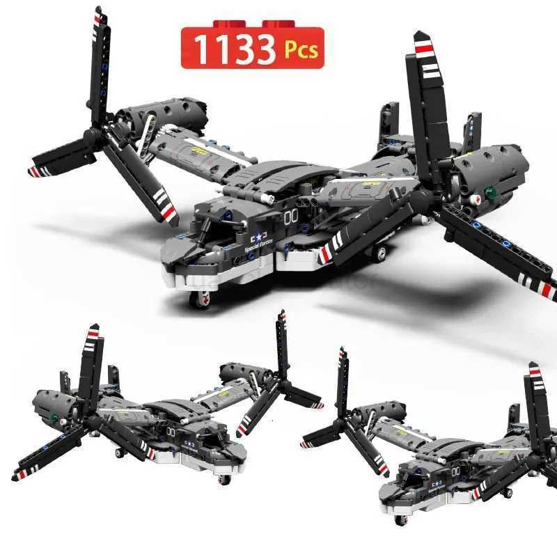 1133Pcs MOC Ci WW2 Military Electric Osprey Fighter Building Blocks Aircraft Helicopter Airplane Bricks Toys for Children Gift C251204-image-1087301120