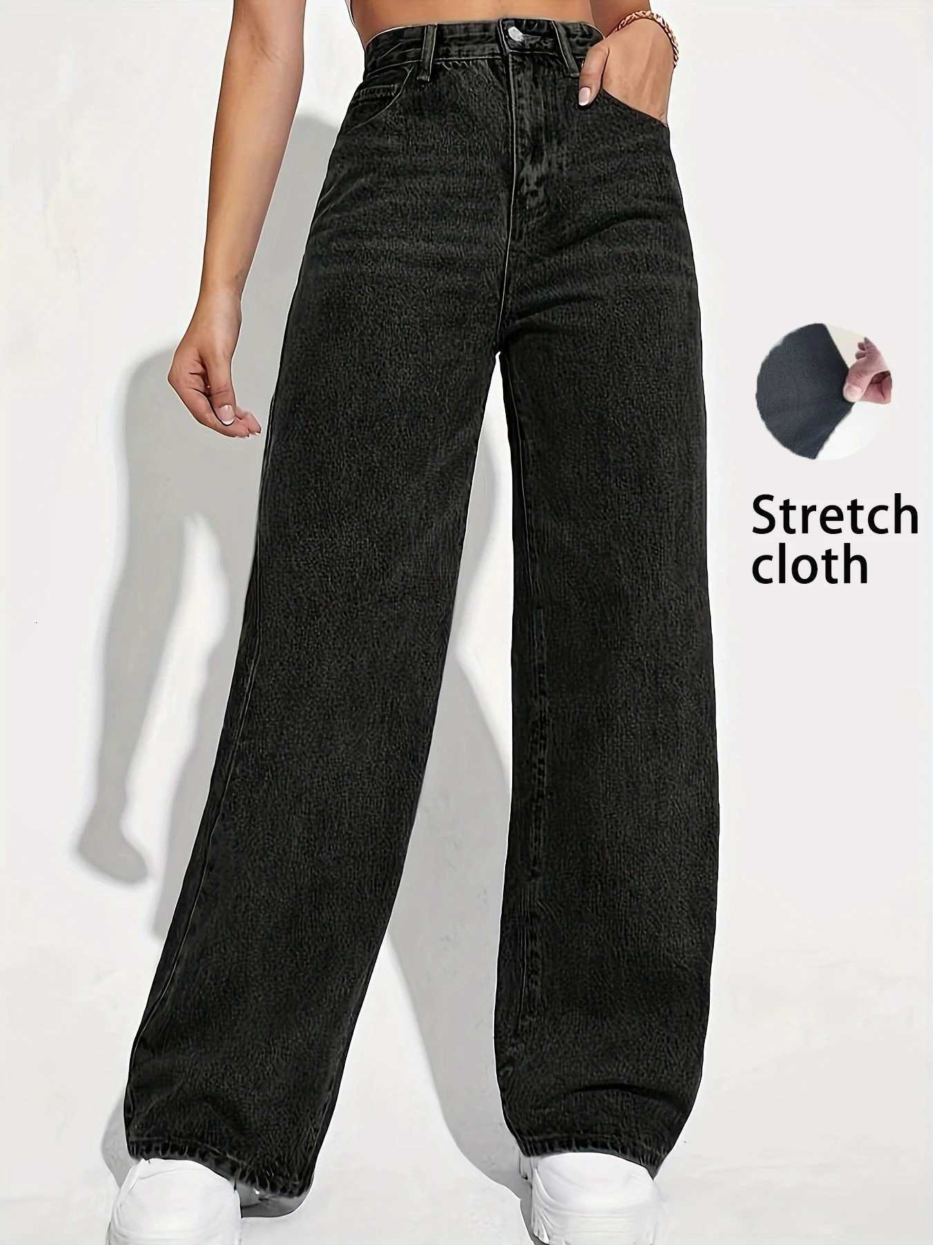 Four-season pure color CPUY brand womens fashion straight-leg stretch denim without a belt popular autumn and spring styleT251205