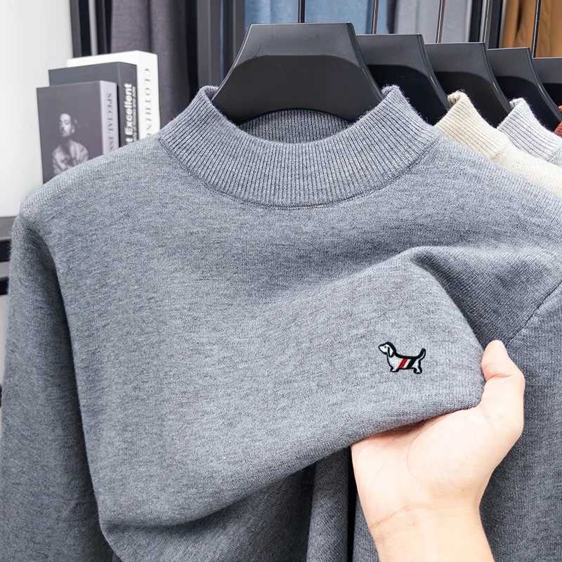 Haut de gamme Qualité Ventes Chaudes Hommes Demi Col Haut Pull Tricots Hiver Nouvelle Arrivée Chien Imprimer Pull Doux Polyvalent Vêtements Pour