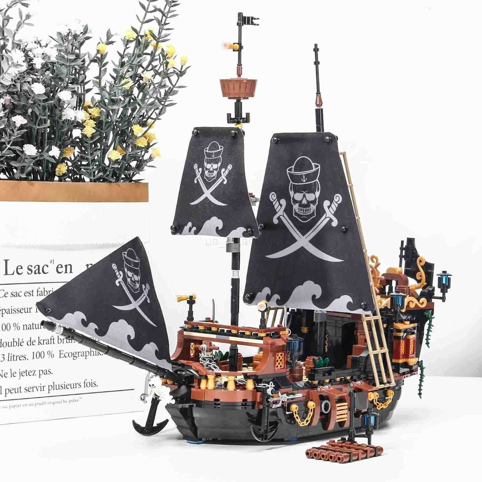 1328PCS Creative The Black Pearl Pirate Jack Sparrow Ship Building Blocks Boat DIY Bricks Toys Birthday Christmas Gift For Kids C251204-image-1087302061