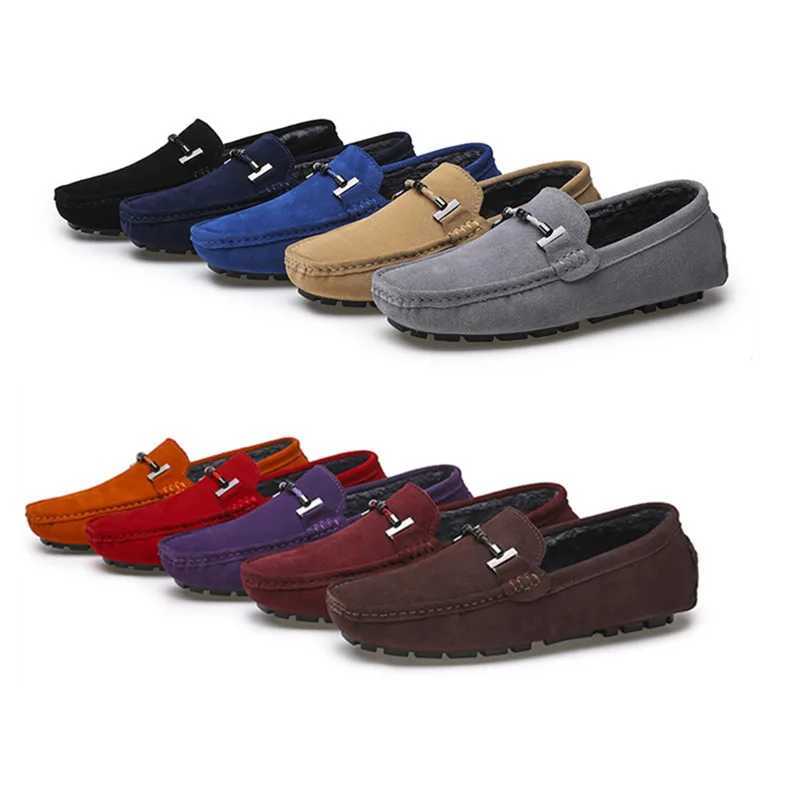 Loafers Men Shoes Casual Slip On Shoes Mens Loafer Fur Warm Winter Shoes for Men Moccasins Genuine Leather Cow Suede Luxury Flat W251205