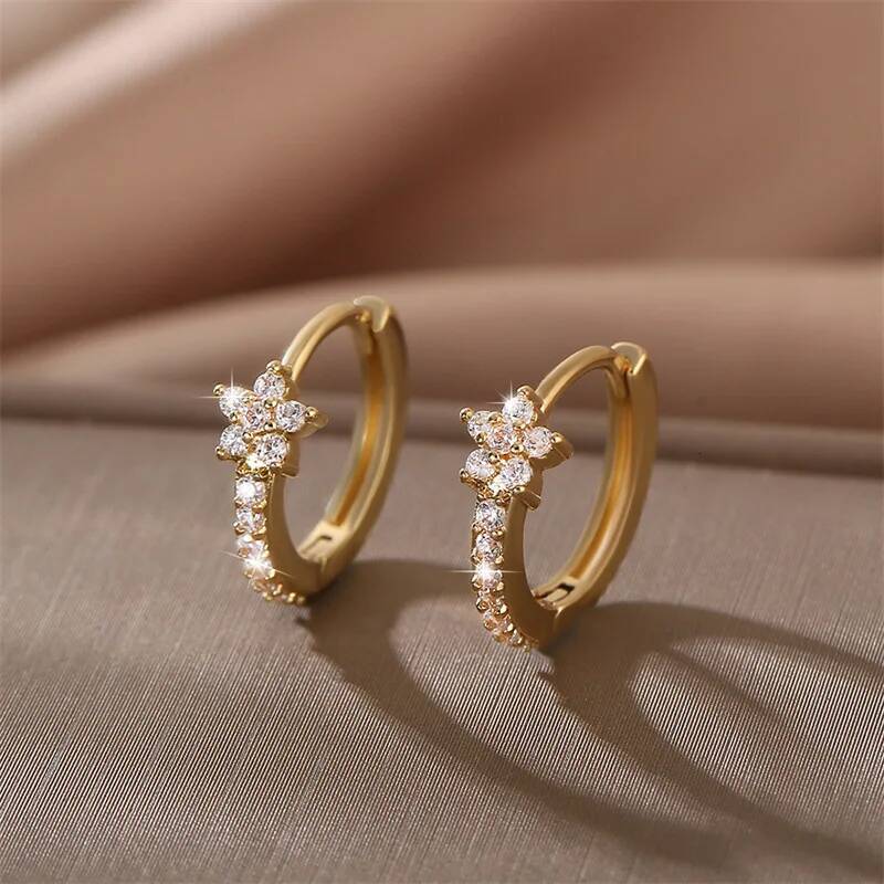 Créoles étoiles en Zircon en acier inoxydable pour femmes, boucles d'oreilles circulaires Vintage en cristal, Punk unisexe, bijoux Rock ddmythur