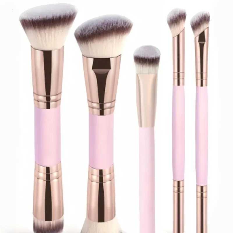 Double Ended Foundation Brush Set Flat Top Angled Contour Makeup Brushes For Liquid Powder Cream BlendingT251205-image-1087324037