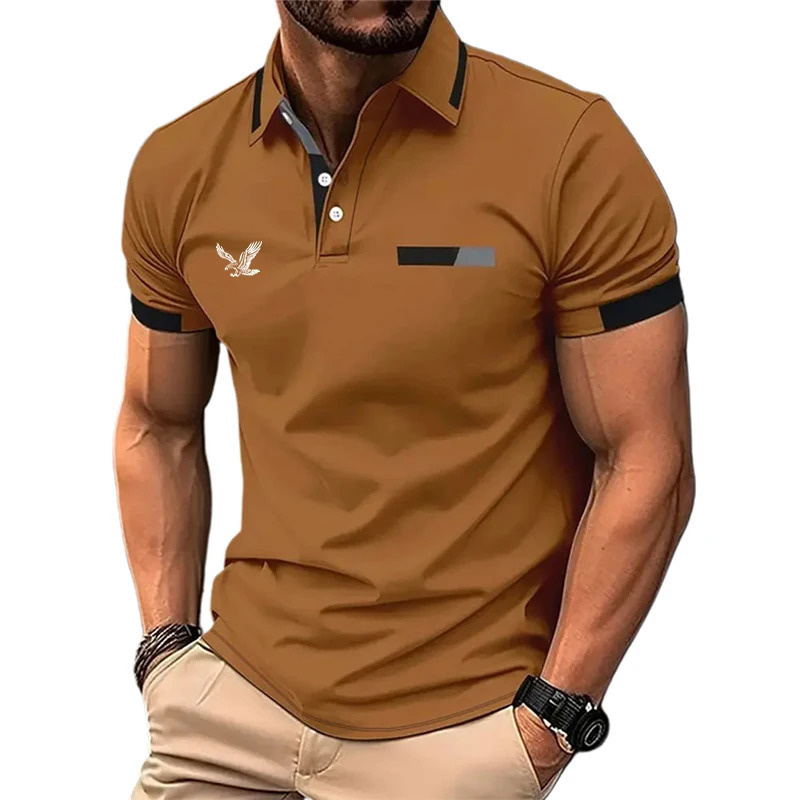 Chemise de Golf pour hommes, Polo de travail, revers décontracté, manches courtes, basique, moderne, bloc de couleurs, Patchwork, printemps été,
