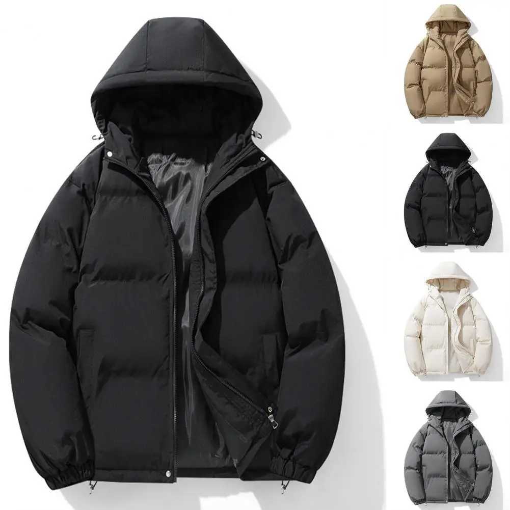 Autumn And Winter Solid Color Thick Warm Hooded Cotton Jacket Mens Loose Sports Large Size High-Quality Jacket Puffer Coat M251205
