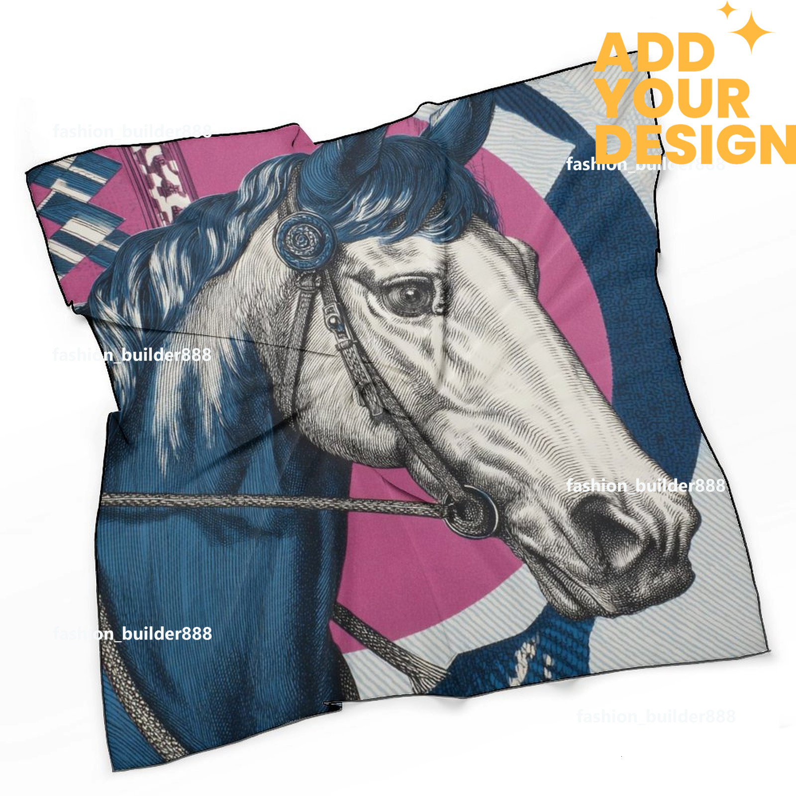 Designer personnalisé H cou écharpe pour motif de cheval de luxe femmes soyeux foulards cheveux bandanas carré écharpe accessoires de mode léger