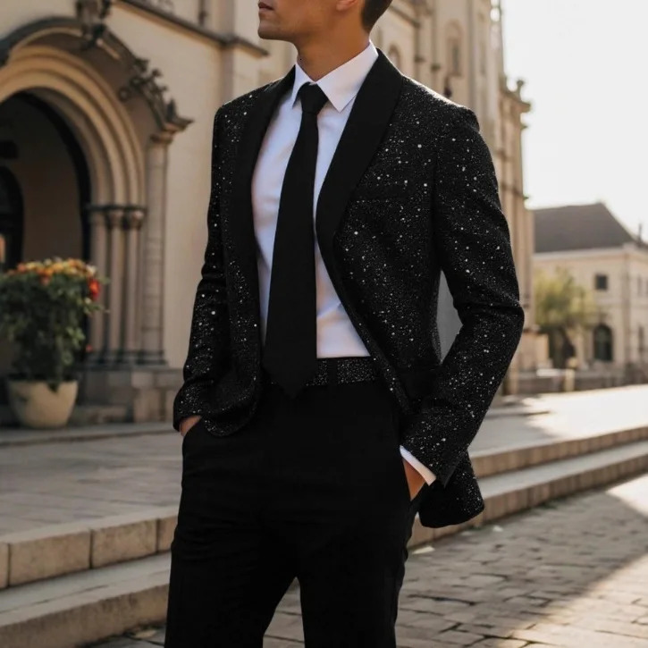 Mens Suit Jacket Fashion Casual Shiny Banquet Wedding Party Dress Top men clothing mens blazer jacket 251204