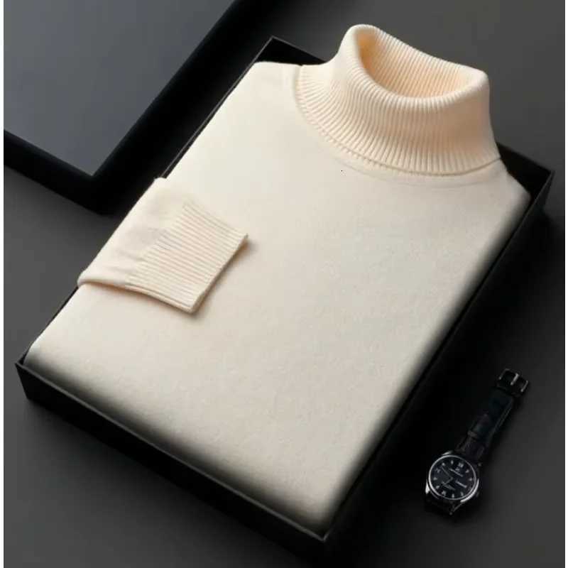 Sweatwear Mens Anti-pilling High Quality Knitted Turtleneck Sweater Slim Fit Long Sleeve Pullover Solid Color Trend Men Clothing W251205