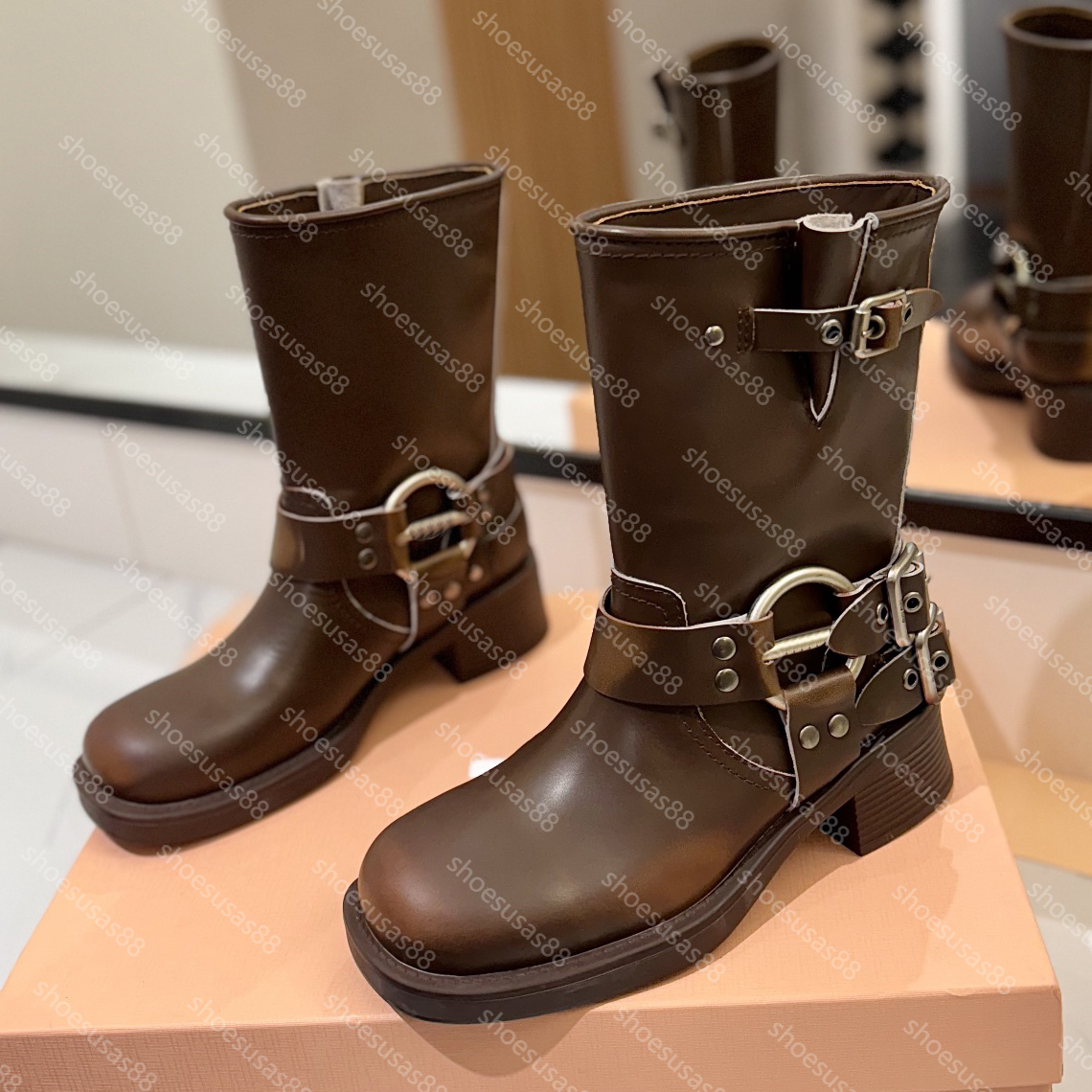 Stivali in pelle Stivale in pelle scamosciata di design Stivaletti con plateau da donna Stivaletti alla caviglia Stivali alla moda in vera pelle