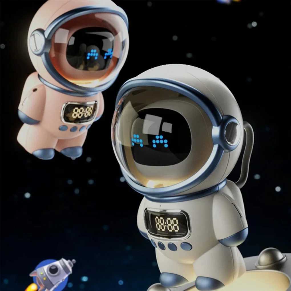 Astronaut Styling Stereo Wireless Smart Alarm Clock Speaker Audio Music Player USB Charging Night Lamp Table Clocks Decoration M251205