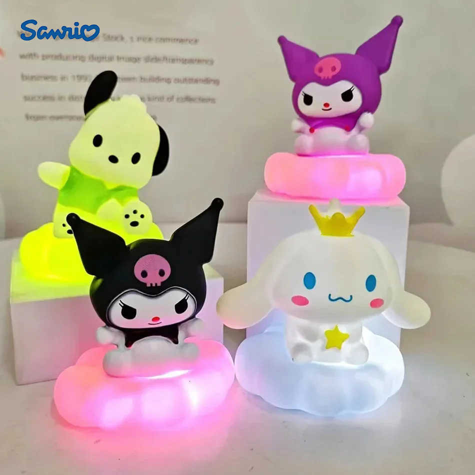 Sanrio New Japan Style Sanrios Night Light Enamel Cloud Cartoon Kuromi Cinnamoroll Pochacco Small Table Light Illuminating Decoration H251205-image-1087347312