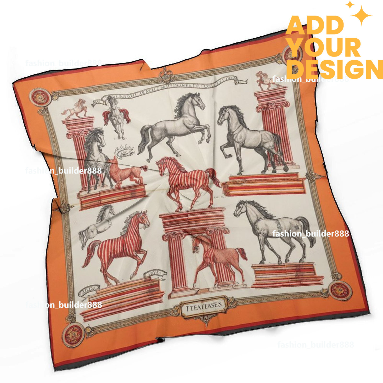 Designer personnalisé H cou écharpe pour motif de cheval de luxe femmes soyeux foulards cheveux bandanas carré écharpe accessoires de mode léger