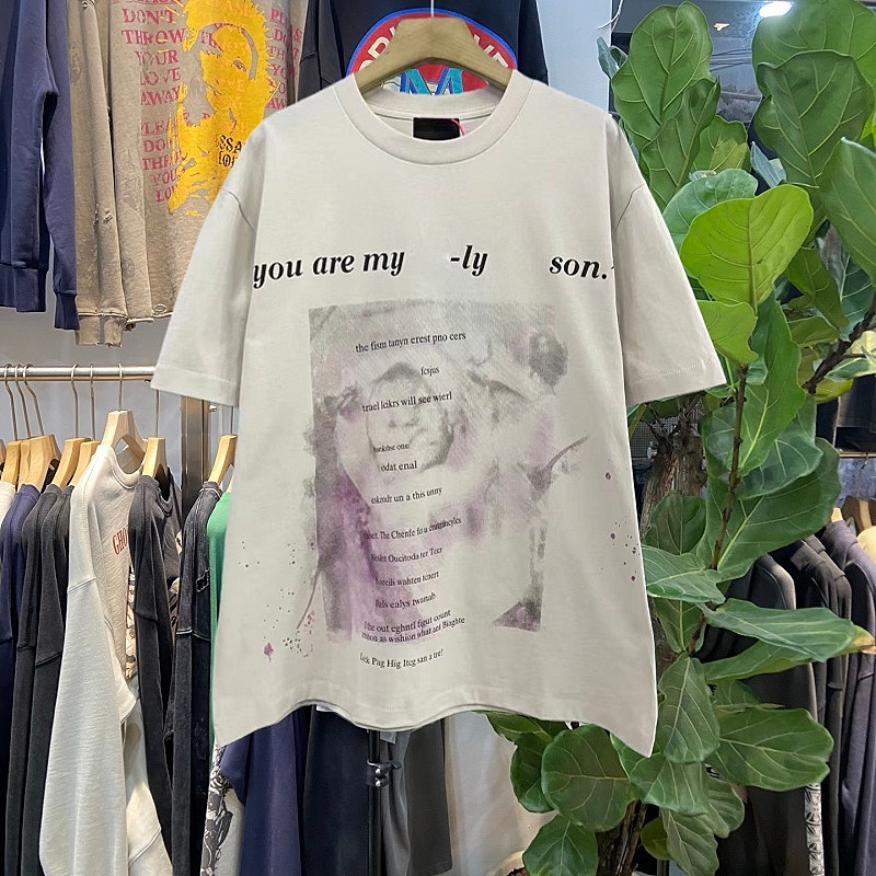 Men's Harajuku T-shirt Letter Pattern Printing Oversize Loose Short-sleeved Gothic Top