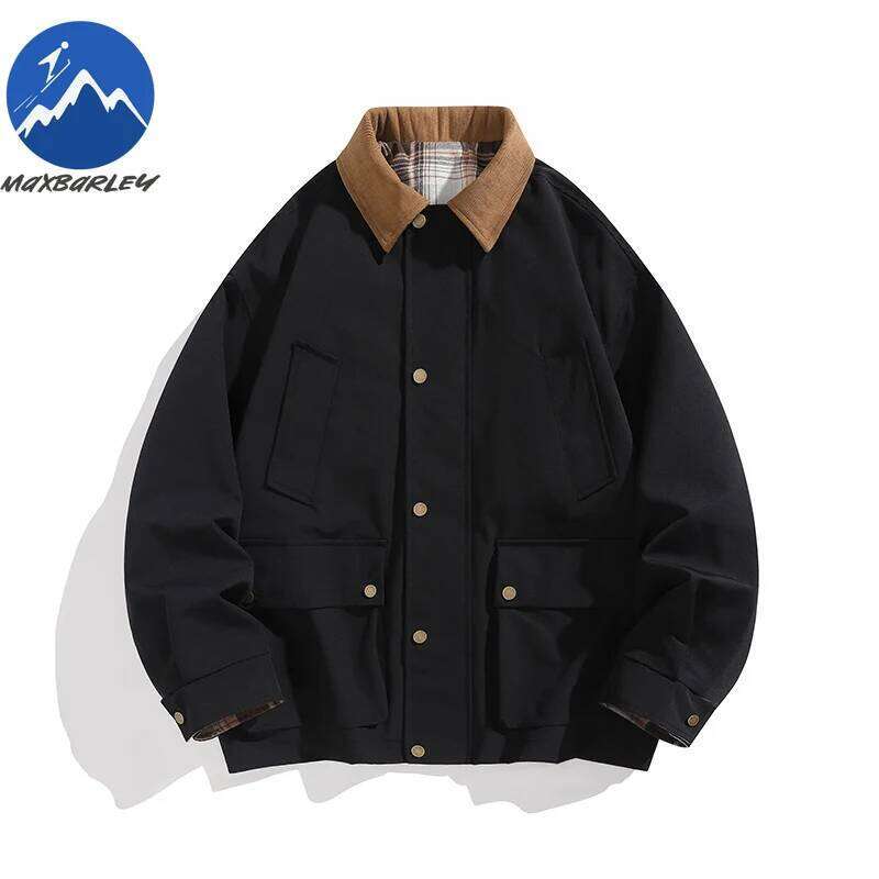 Maxbarley Vintage coupe-vent vestes hommes automne élégant Harajuku multi poche trench homme randonnée chasse veste de travail Md1205