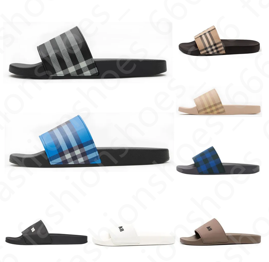 Designer Check Slides Summer Beach Pantoufles Vintage Tartan Slider Hommes Femmes Sandales de luxe de haute qualité Archive Beige Print Slide en